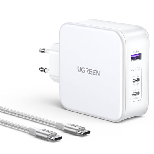 UGREEN Nexode 140W 3-Port GaN Fast Charger With Cable White