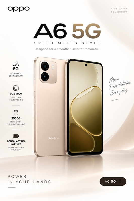 OPPO A6 5G – 8GB RAM / 256GB Storage - Aurora Gold