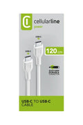 Cellularline Power Cable 120cm USB C to USB C White