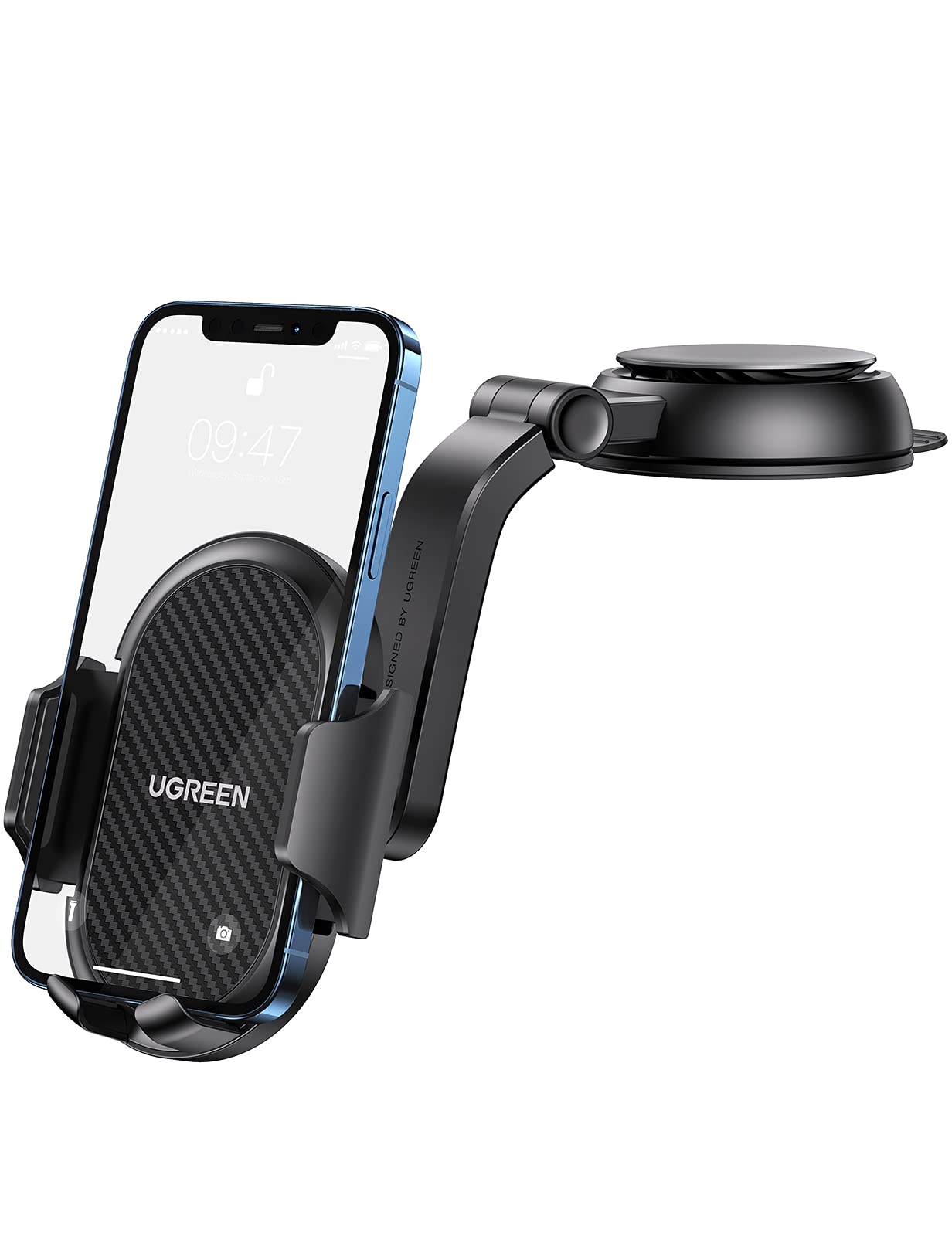 UGREEN Waterfall Shaped Suction Car Phone Mount Black