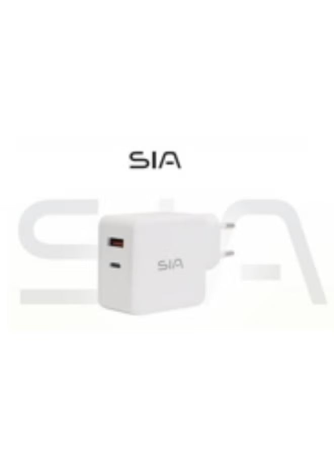 SIA SI-CH0045W PD CHARGER 45W 1TYPE-C & 1USB-A WHITE