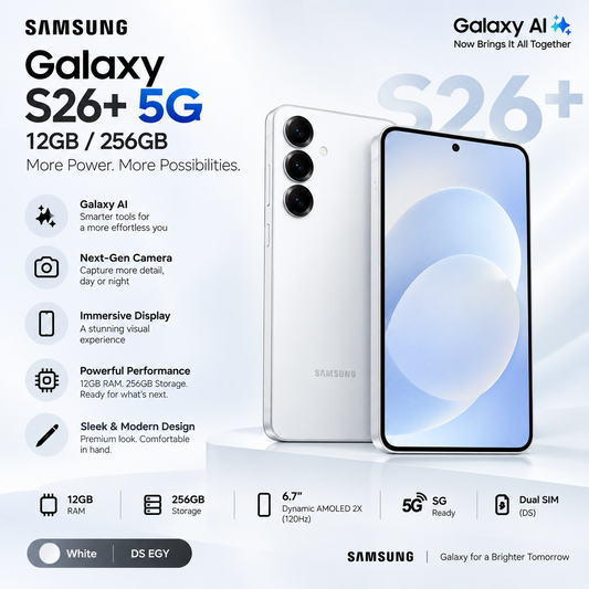 Samsung Galaxy S26+ 5G – 12GB RAM / 256GB – White – DS EGY