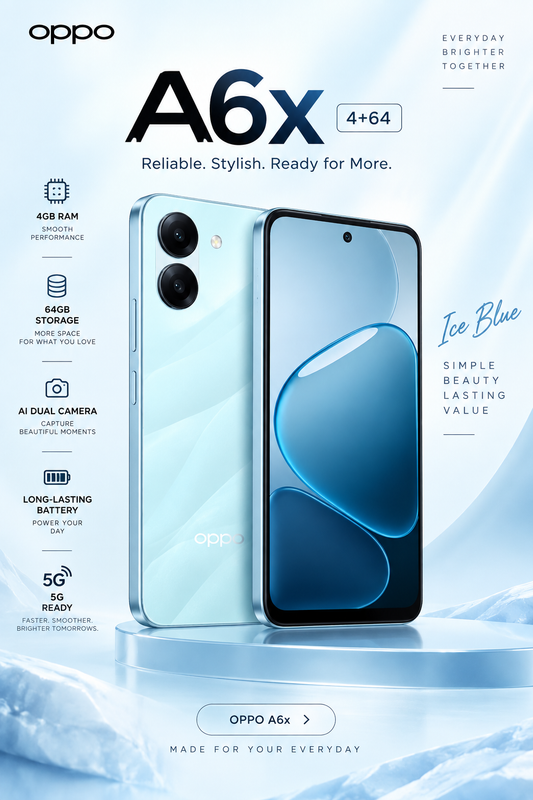 OPPO A6x – 4GB RAM / 64GB – Ice Blue