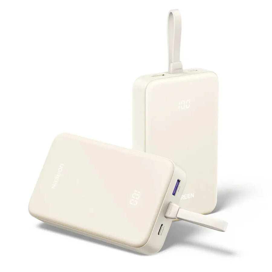 UGREEN PB521 Power Bank 20000mAh 30W with built-in cable C-C /white